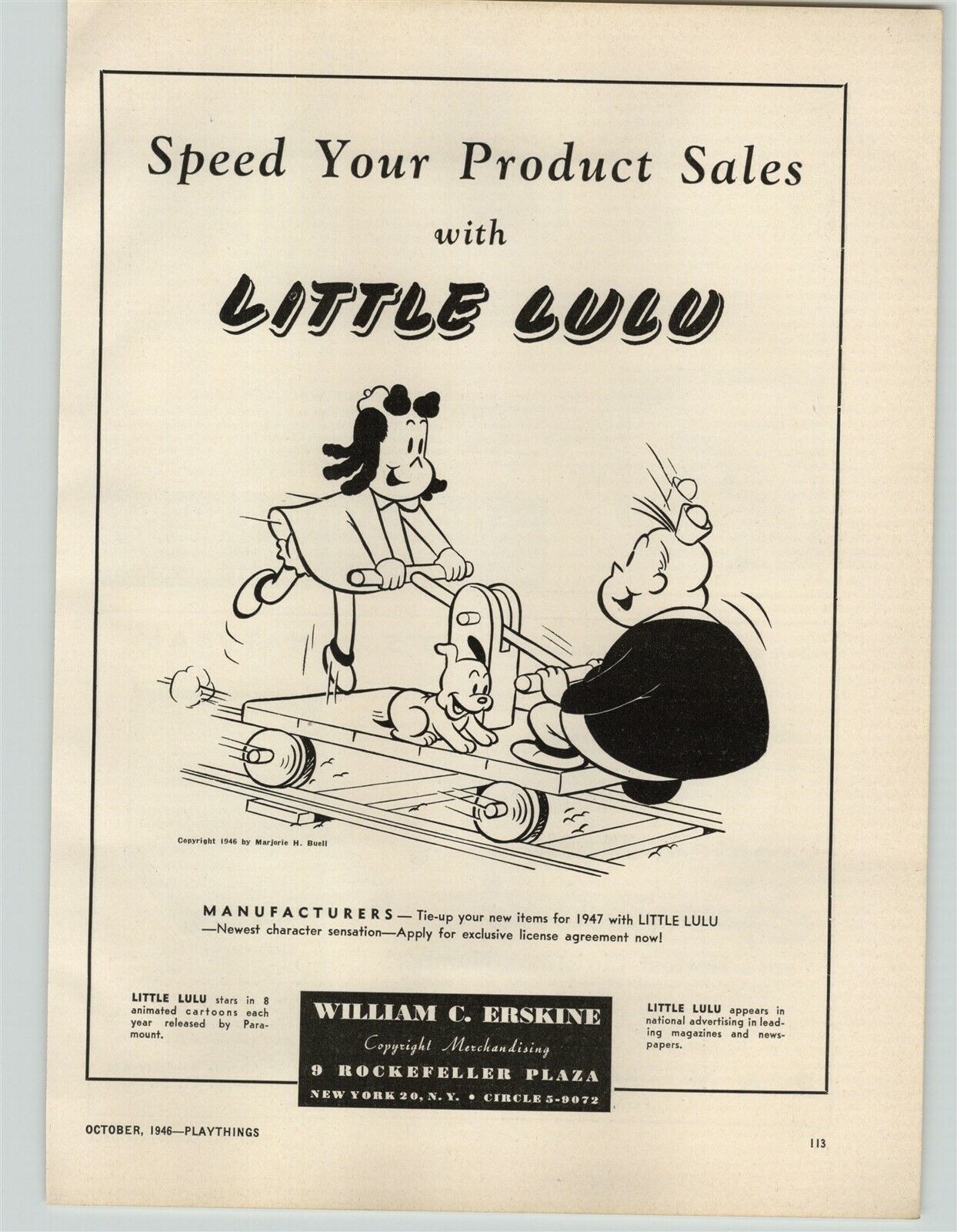 1946 PAPER AD Marjorie H Buell Little Lulu Comic Strip Cartoon 