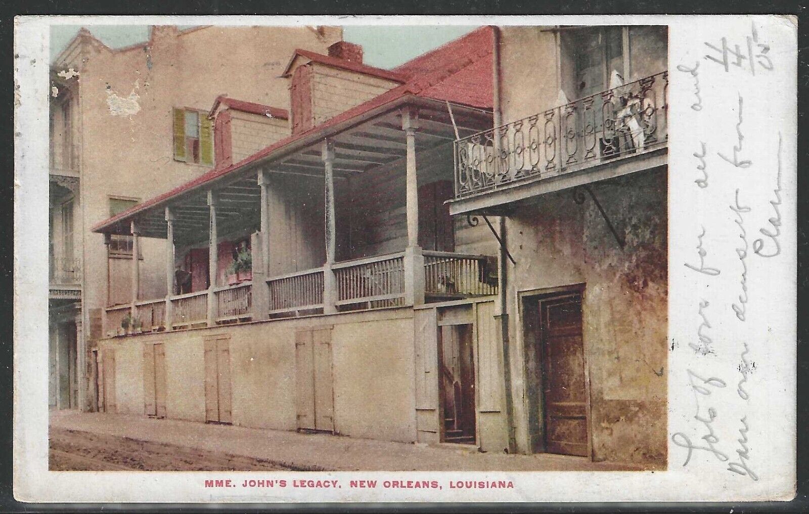 MME. John's Legacy, New Orleans, Louisiana, Early Postcard, Used in 1905