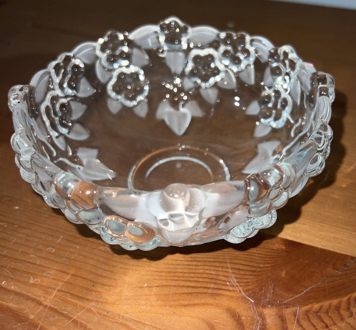 Vintage 1980s Mikasa, Walther Glass, Serving Bowl, Carmen, Clear flowers Flowers