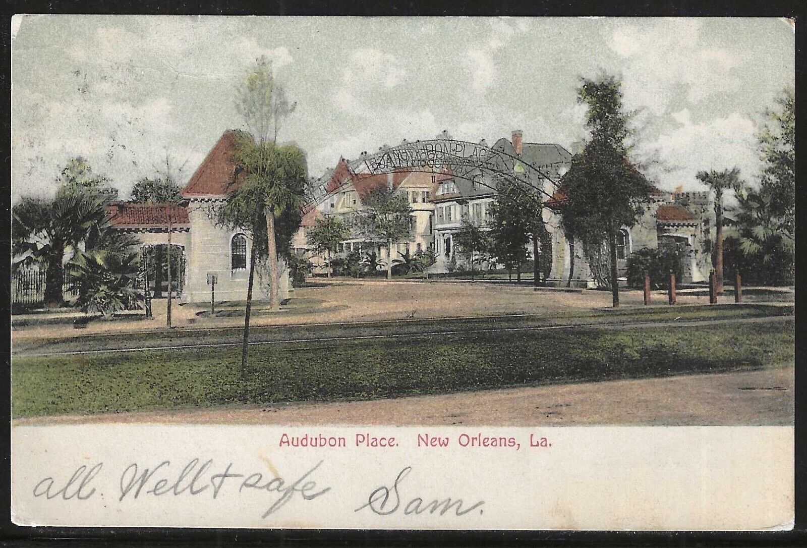 Audubon Place, New Orleans, Louisiana, Early Postcard, Used in 1907