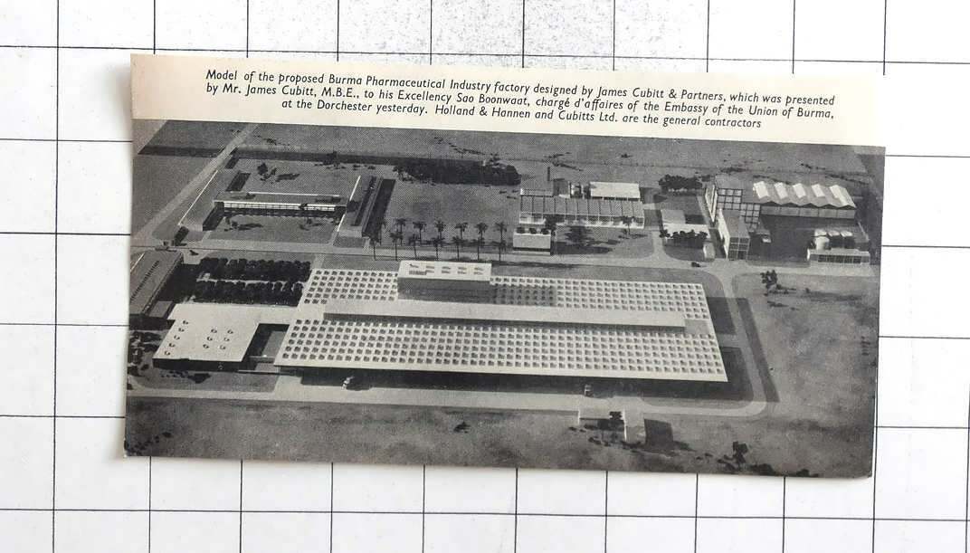 1955 Model Of Proposed Burma Pharmaceutical Industry Factory James Cubitt