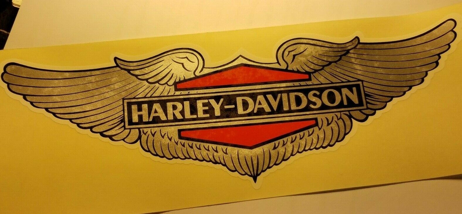 HARLEY DAVIDSON WINGS 1970\'s WINDOW STICKER VINTAGE MOTORCYCLE CHOPPER NOS DECAL