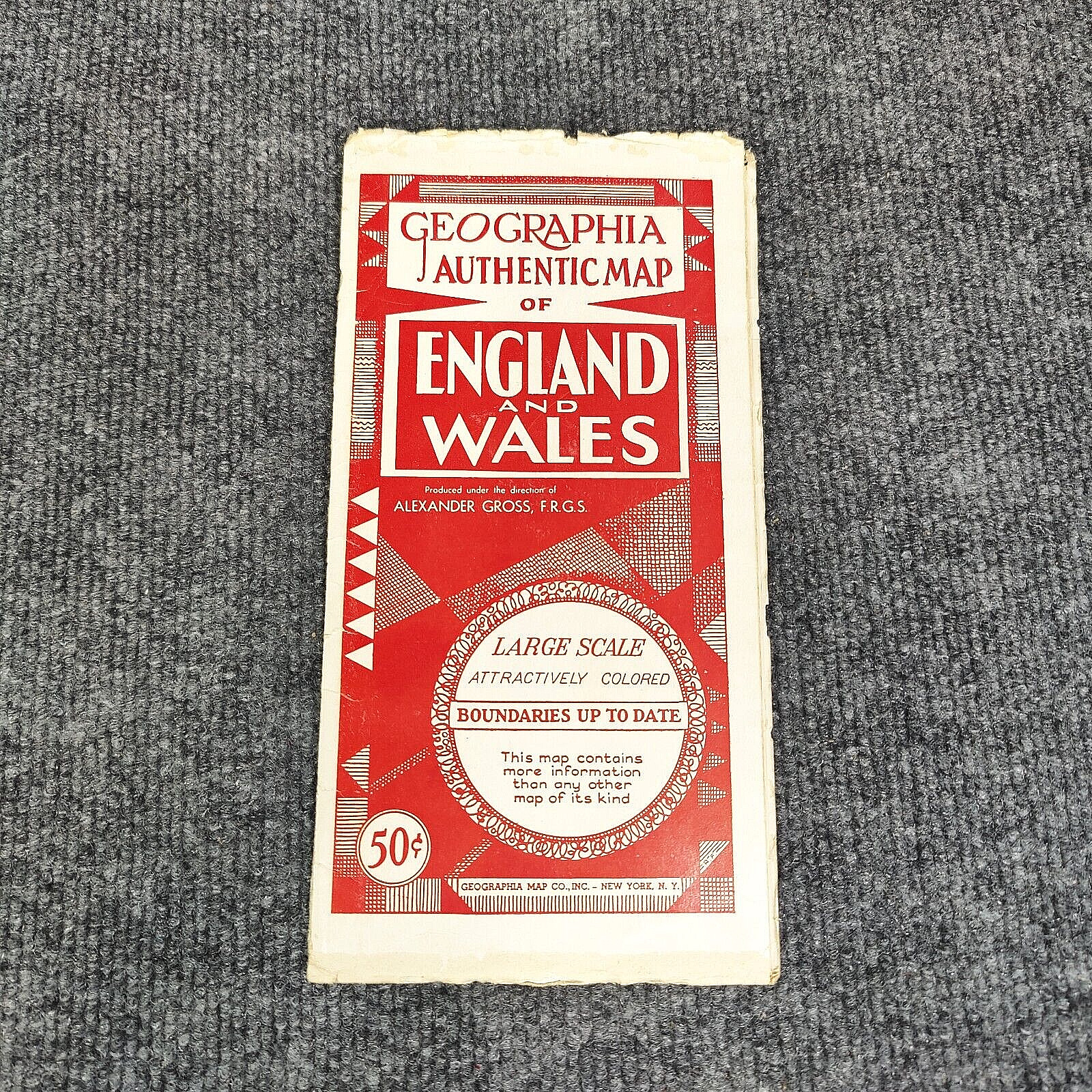 Vintage ENGLAND and WALES Geographia Authentic Street Map Alexander Gross FRGS