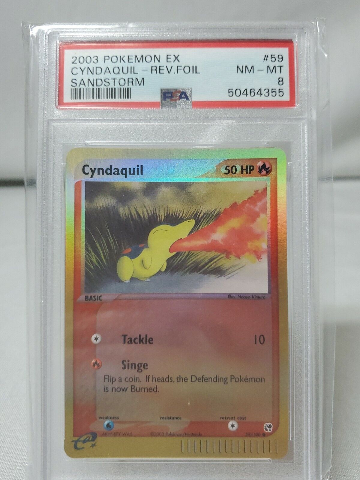 2003 Cyndaquil 59/100 Reverse Holo EX Sandstorm Pokemon PSA 8 NM- MINT