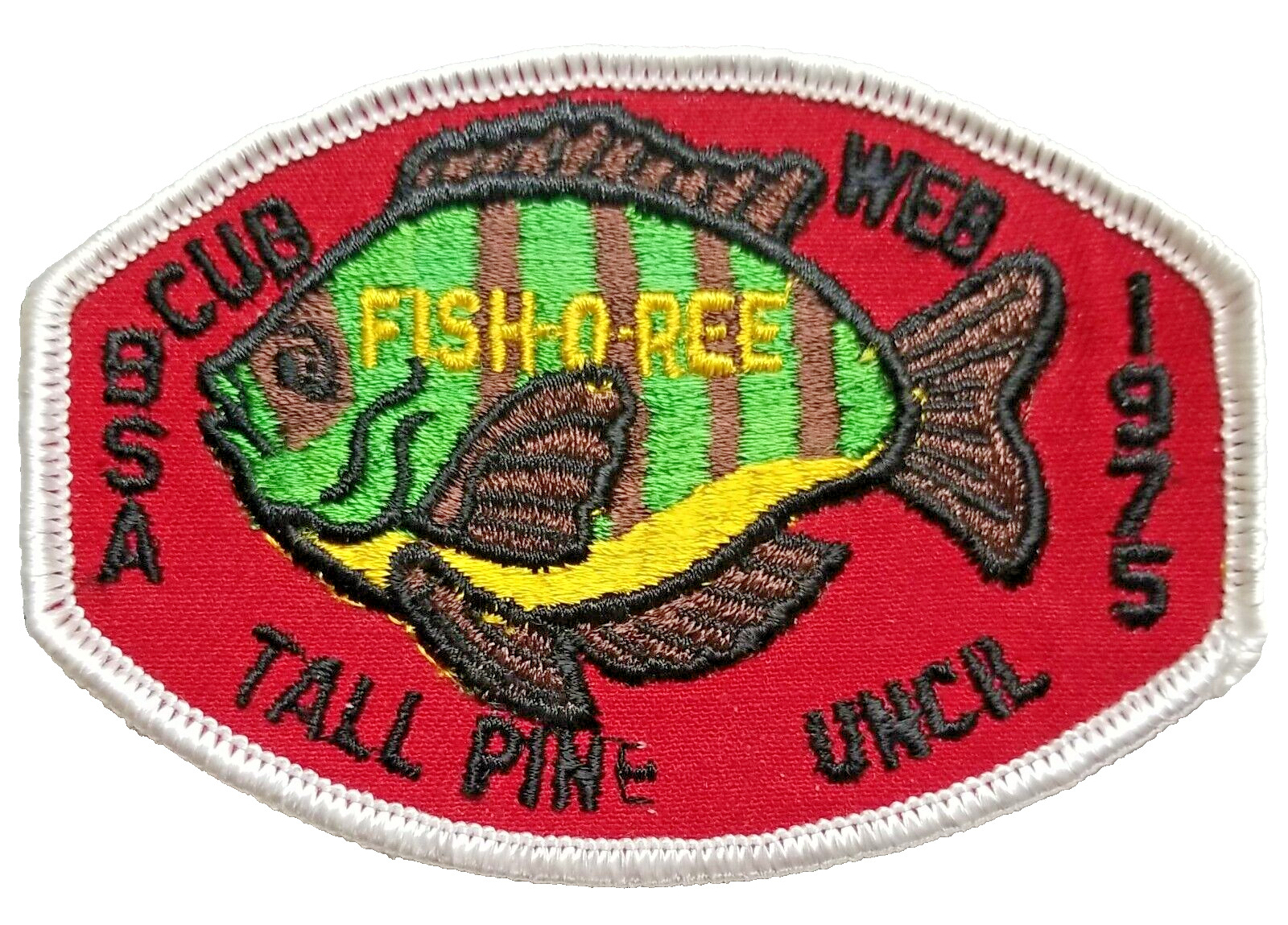 Vintage 1975 BSA 💥 TALL PINE COUNCIL FISH-O-REE 💥 BOY SCOUT PATCH STITCH ISSUE
