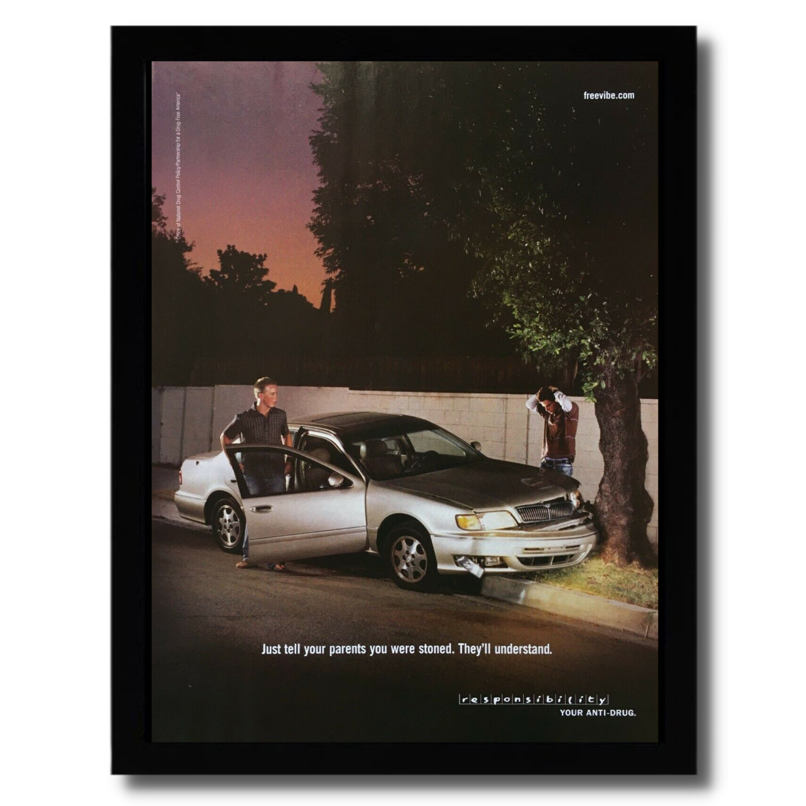 2003 Anti-drug Anti-marijuana Framed Print Ad/Poster Advertisement Car Accident