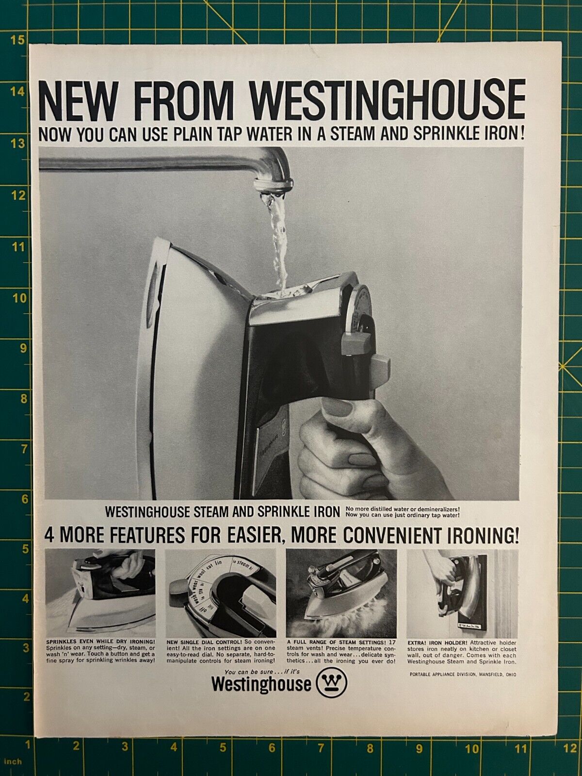 1962 Vintage Westinghouse Steam And Sprinkle Iron Tap Water Print Ad Y1