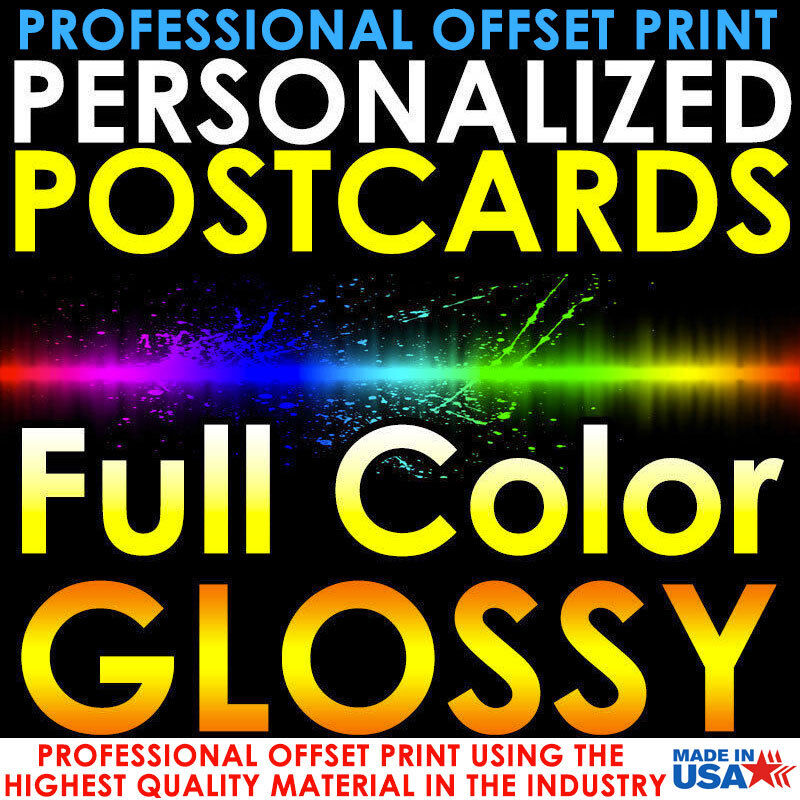 5000 PERSONALIZED CUSTOM PRINTED 4X3 POSTCARDS FULL COLOR UV GLOSS PROFESSIONAL