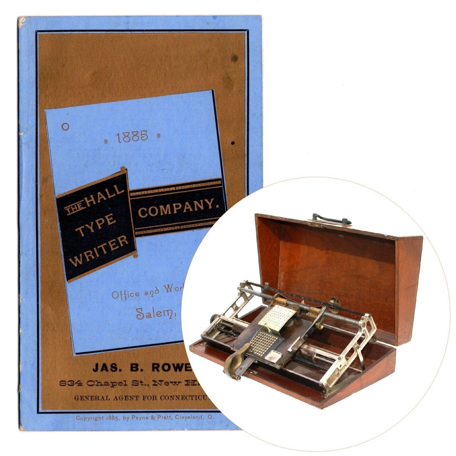 Repro Hall Typewriter Trade Catalog Vtg Index Antique Salem Boston New York