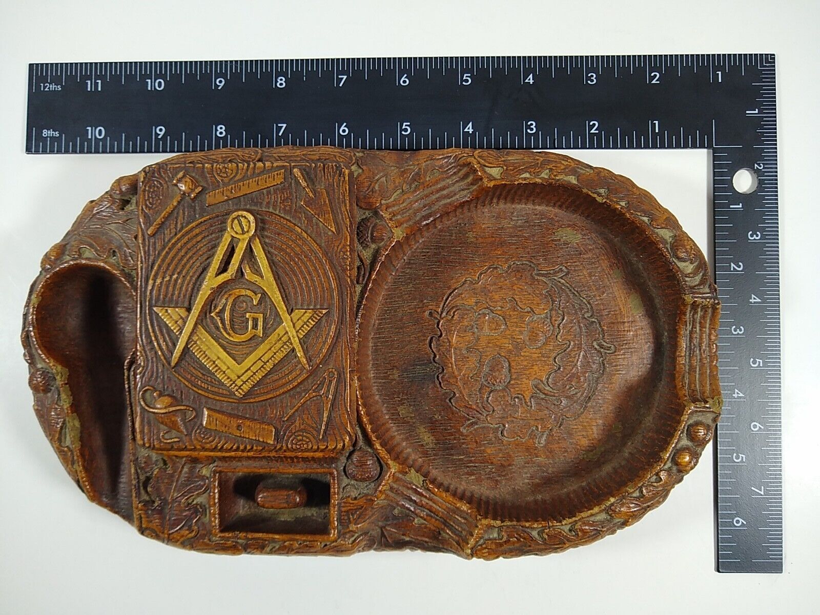 LG. Vintage Masonic Pipe Cigar Cigarette Ashtray Excellent See Pic Only One Ebay