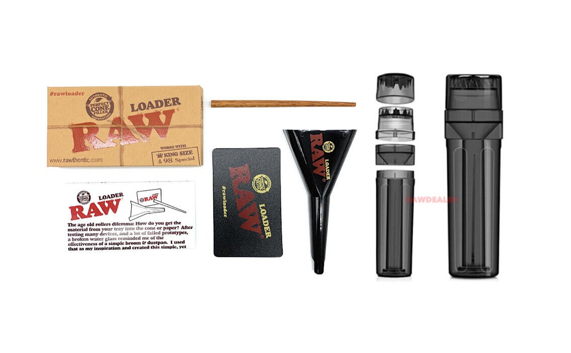 raw 98 king size cone loader kit+new design cone grinder filler 3 in 1