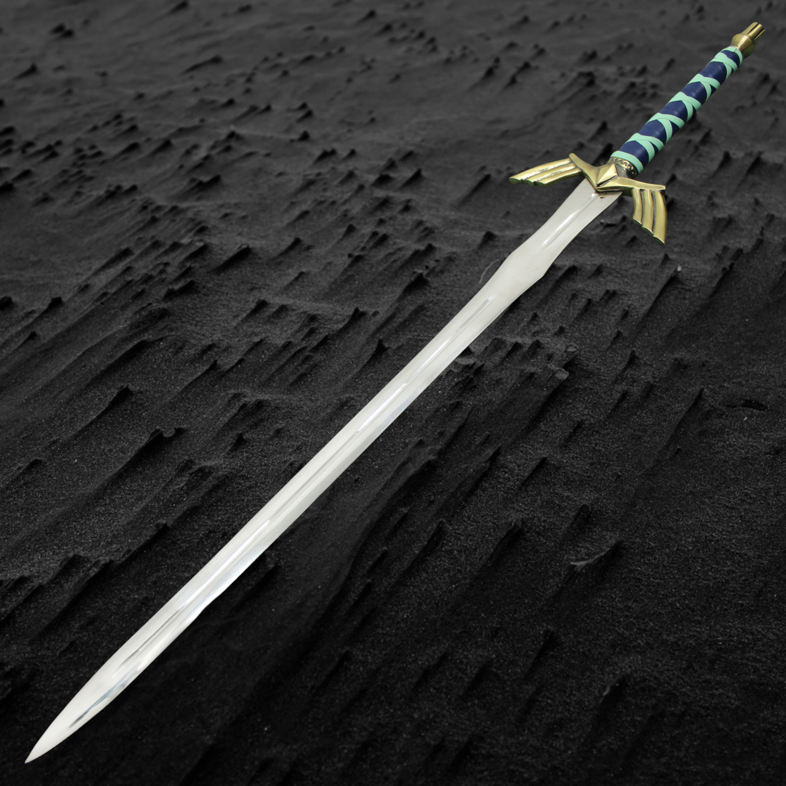 Handmade Legend of Zelda Sword Replica with Leather Sheath (Blue and Gold)