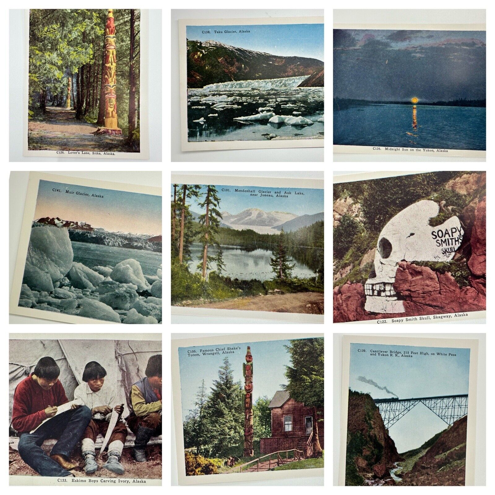 Vintage HHT Postcards Lot of 9, Alaska, New Old Stock Eskimos, Totems BULK QTY