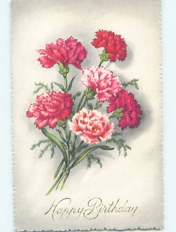 Pre-Linen foreign BEAUTIFUL PINK AND RED CARNATION FLOWERS : clearance HL8059