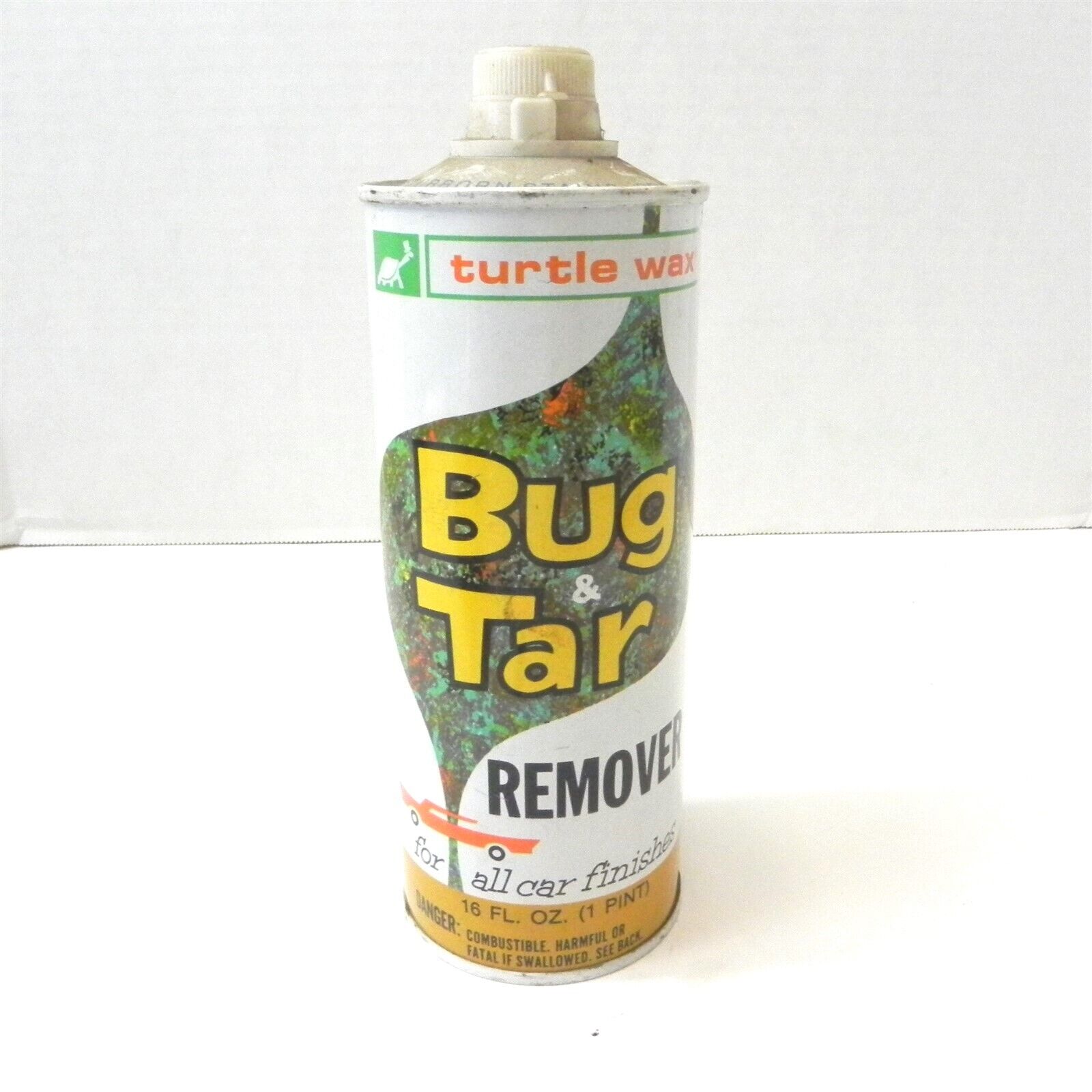 VINTAGE TURTLE WAX BUG & TAR REMOVER 16 FL OZ CAN APPROX HALF FULL USED 