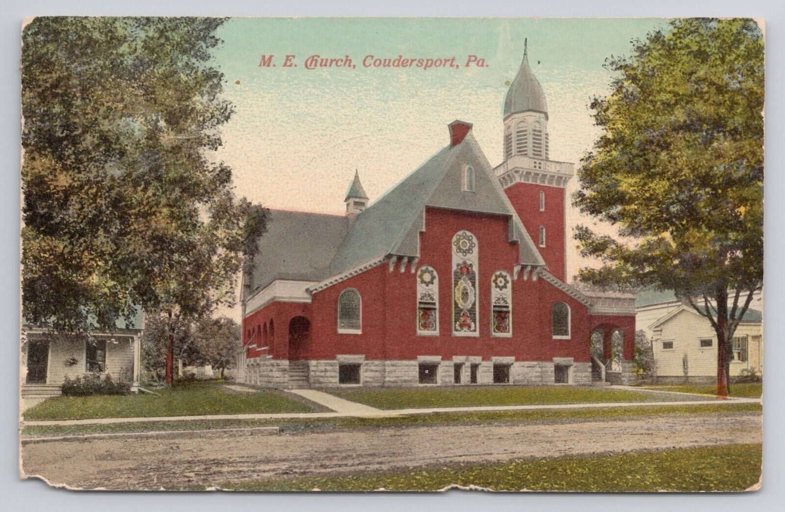 M.E. Church Coudersport Pennsylvania 1918 Antique Postcard