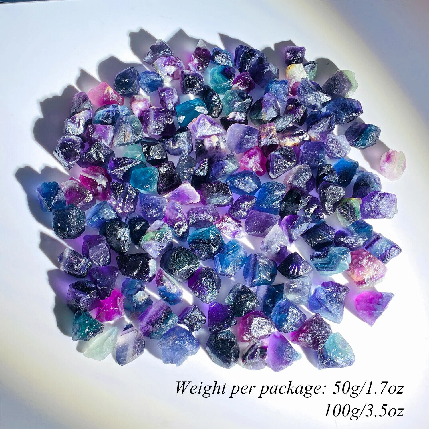 50g / 100g Natural Healing Crystals Rainbow Fluorite Raw Stone Amethyst Quartz