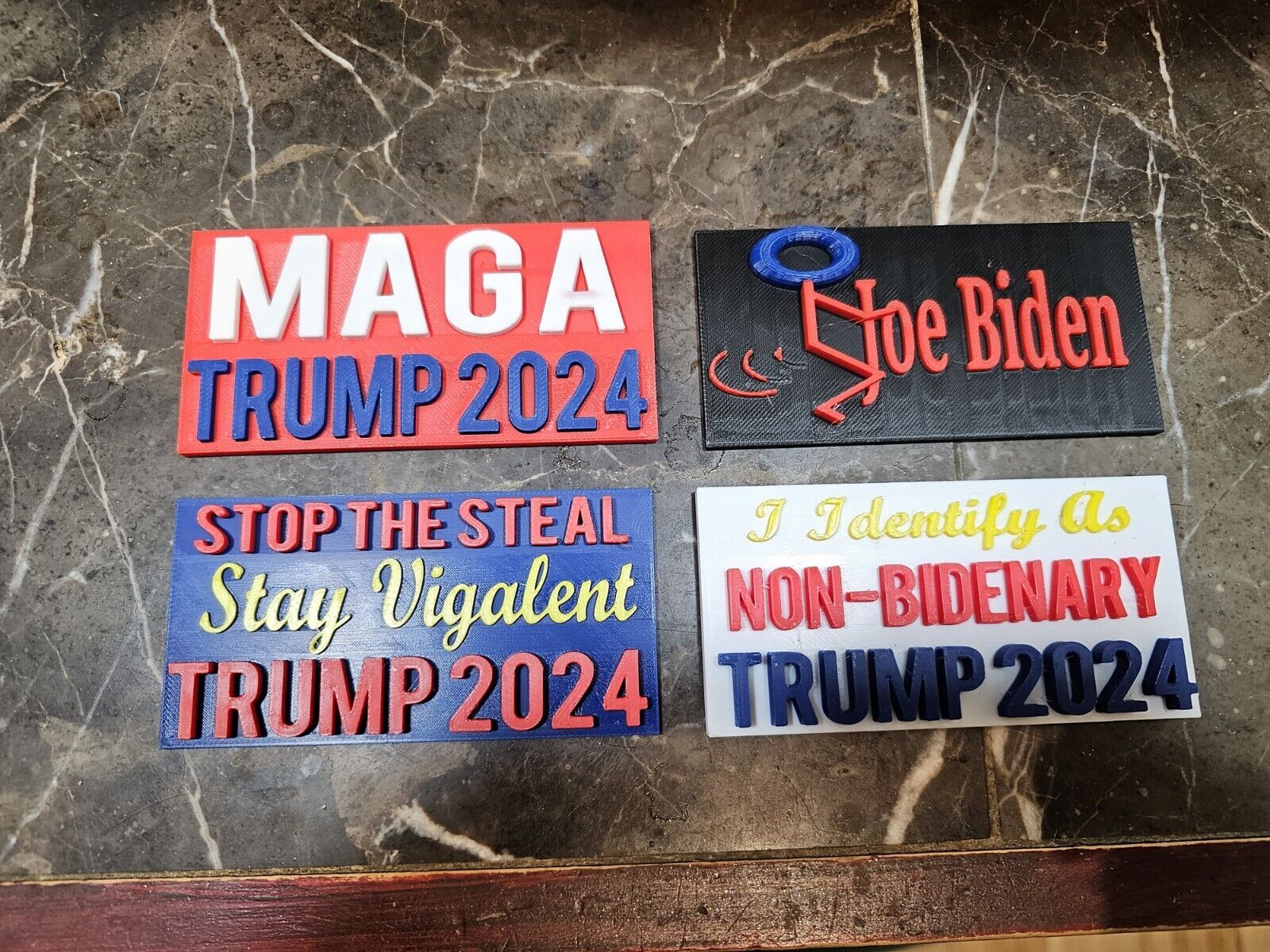  3D Printed 3 Dimensional Political Biden Bumper Stickers FUNNY MAGA Trump 2024