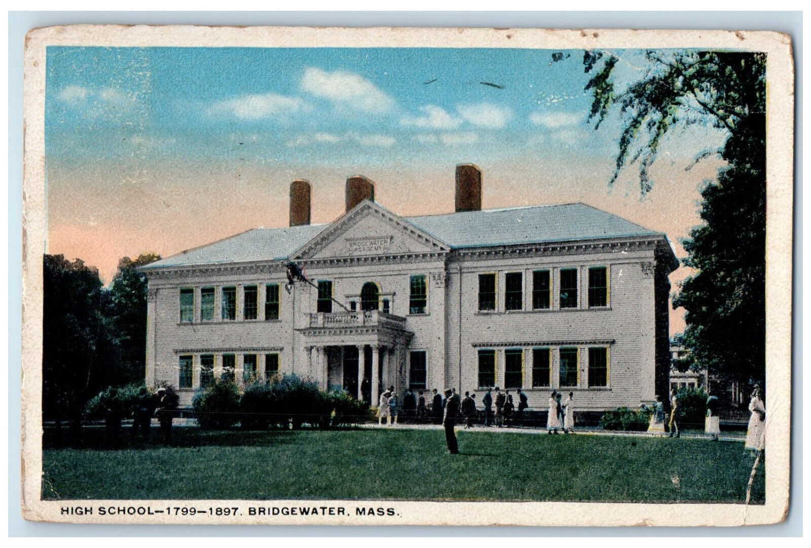 1918 High School 1799-1897 Bridgewater Massachusetts MA Antique Posted Postcard