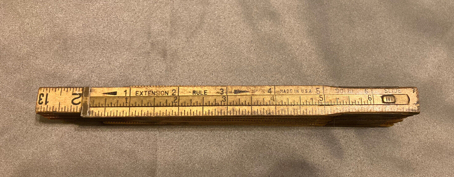 Vintage Durall Extension Rule ruler with solid brass slide USA made tool 72\