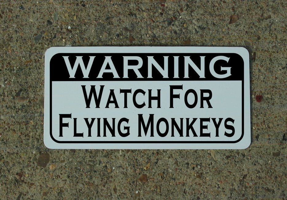 WATCH FOR FLYING MONKEYS Metal Sign 4 Bar Man Cave Home Theatre Movie Room Decor