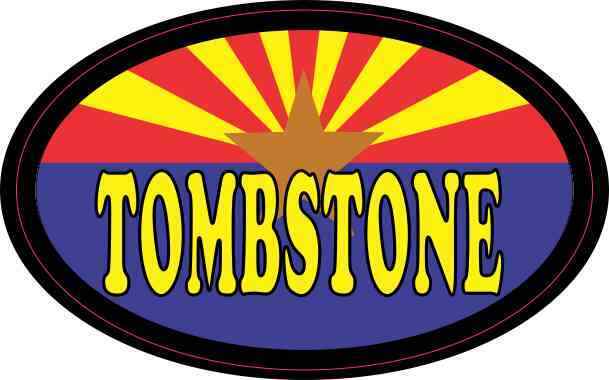 4in x 2.5in Oval Arizonan Flag Tombstone Sticker Car Truck Vehicle Bumper Decal