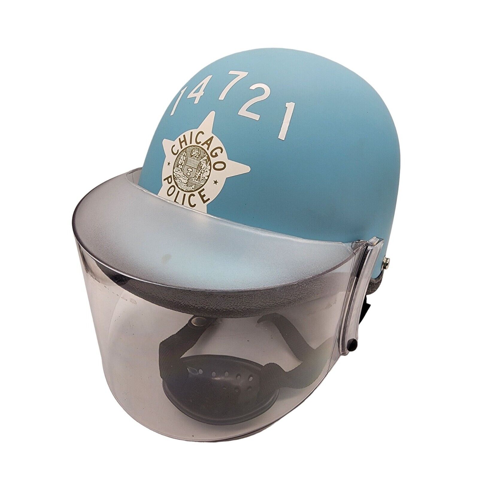 vtg circa 1970s Chicago Police Riot Helmet Visor w Bag Neck Protect wow