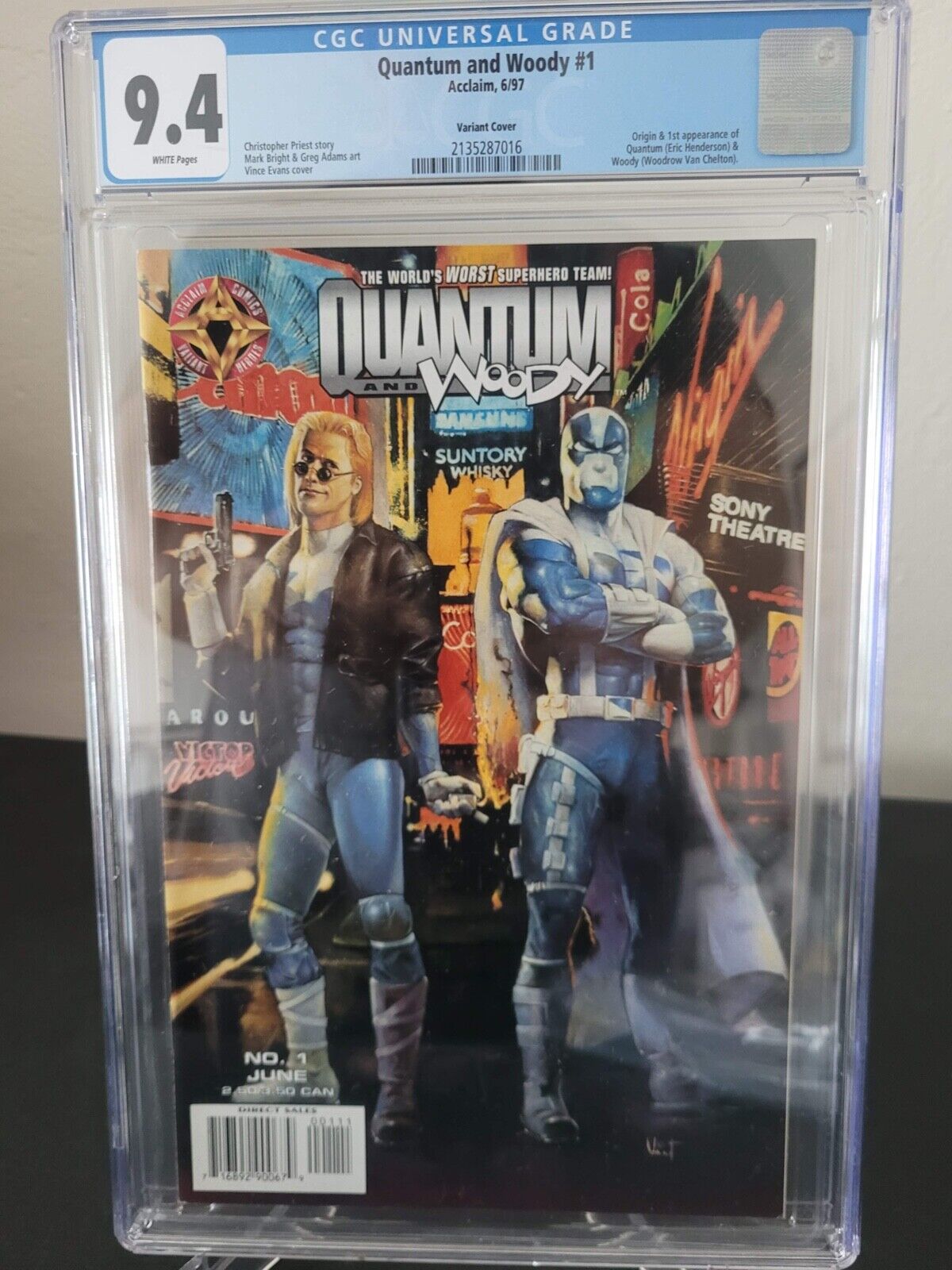 QUANTUM & WOODY #1 CGC 9.4 GRADED WHITE PAGES 1997 1ST APPEARANCE RARE VARIANT