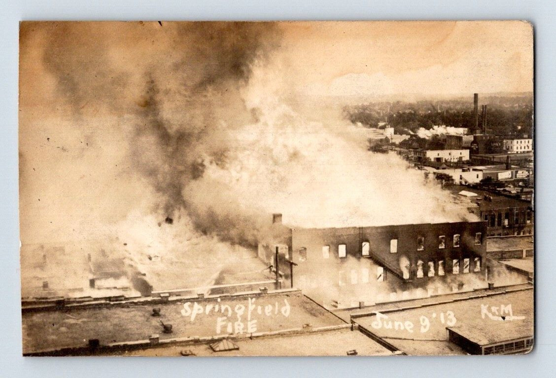 RPPC 1913, JUNE 9TH, ANOTHER VIEW OF SPRINGFIELD, MO. FIRE. POSTCARD