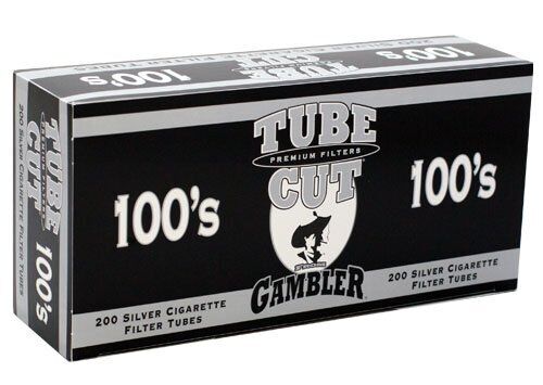Gambler Tube Cut Silver 100mm RYO Cigarette Tubes 200ct Box (5 Boxes)