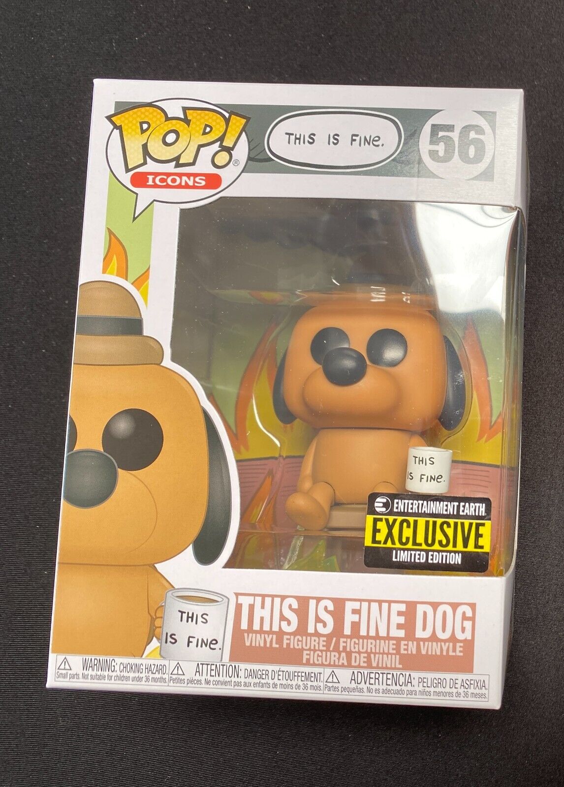 Funko Pops This is Fine Dog #56 Entertainment Earth Exclusive + Pop Protector