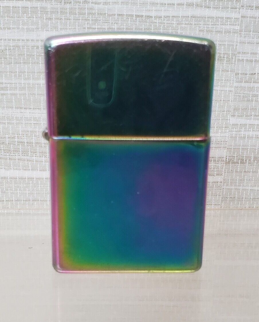 Zippo Windproof Spectrum Multicolor Iridescent Flip Lighter Works No Fluid USA
