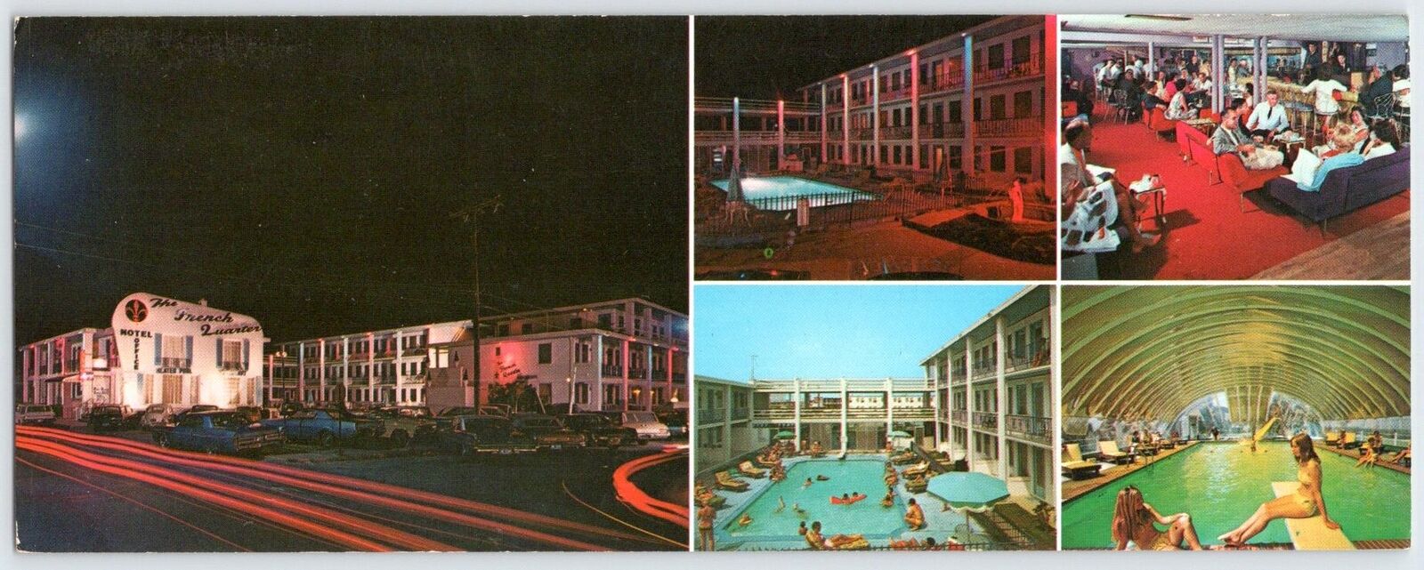 1970s OCEAN CITY MD FRENCH QUARTER MOTEL APARTMENTS 22nd ST PANORAMIC POSTCARD