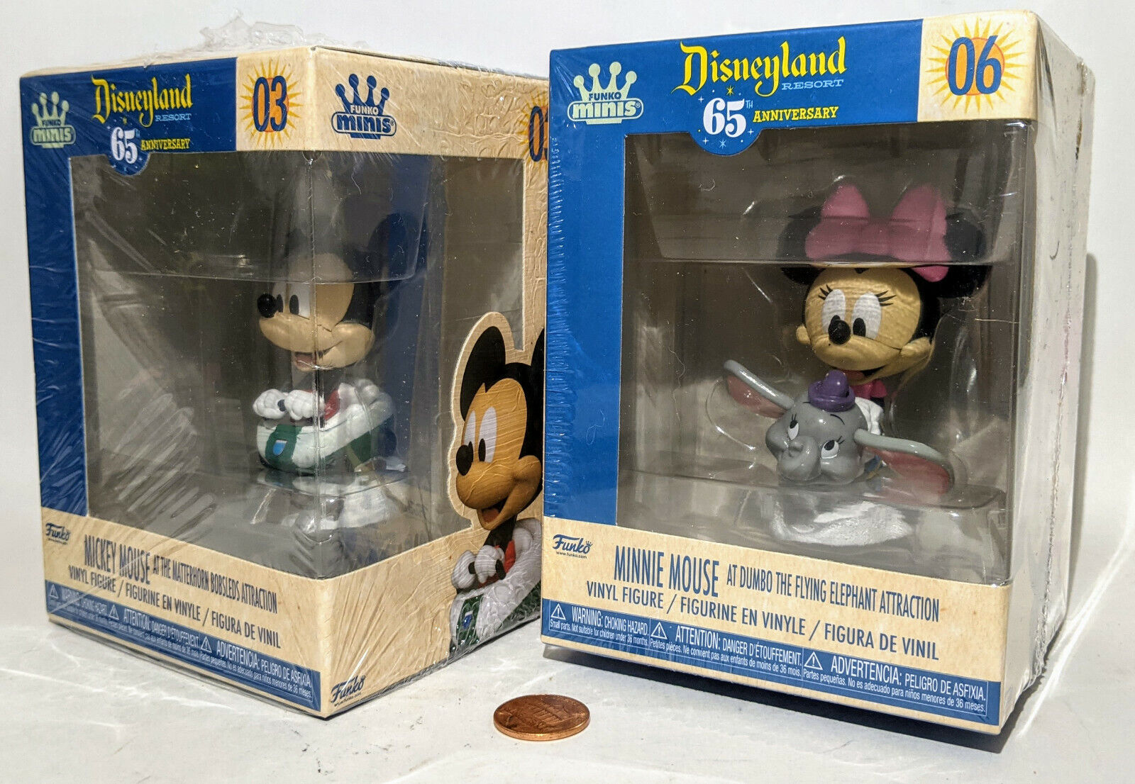 Funko 2 Minis.MICKEY Mouse Matterhorn+MINNIE Dumbo.03 06.Disneyland 65th.figures