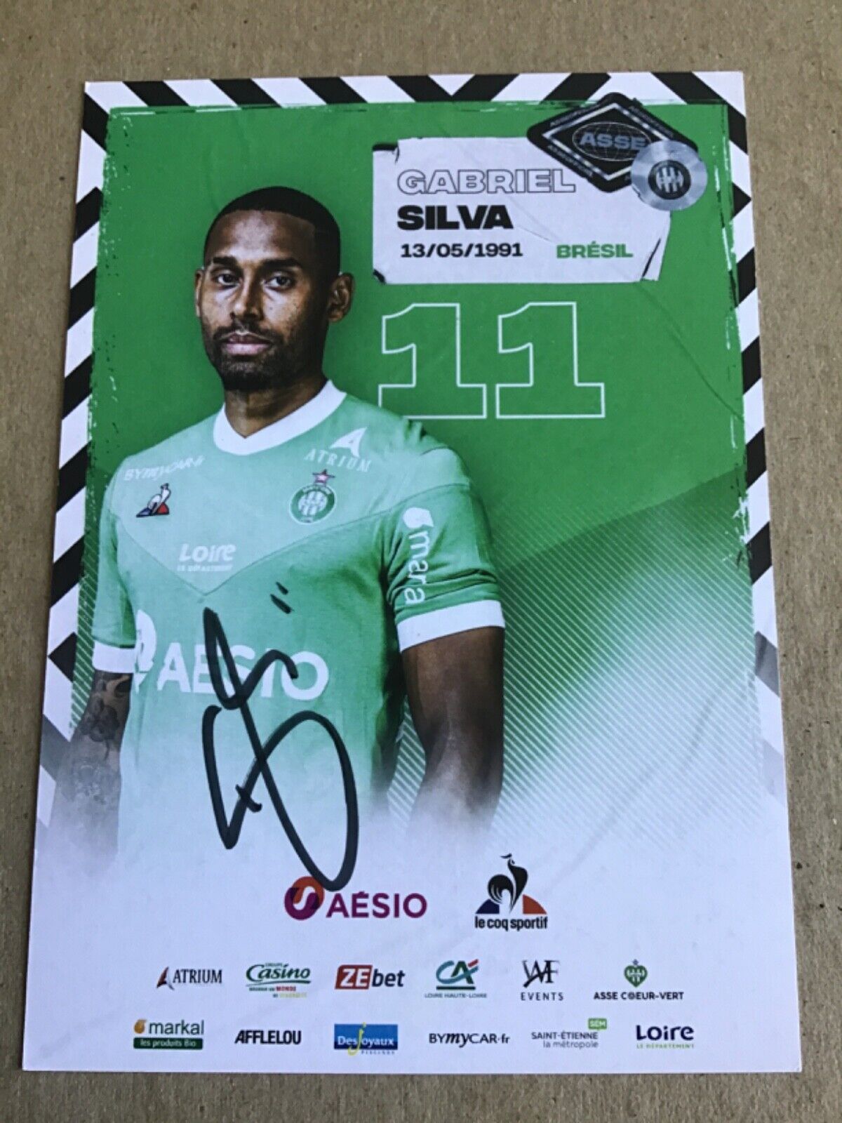 Gabriel Silva, Brazil 🇧🇷 AS Saint-Etienne 2020/21 hand signed