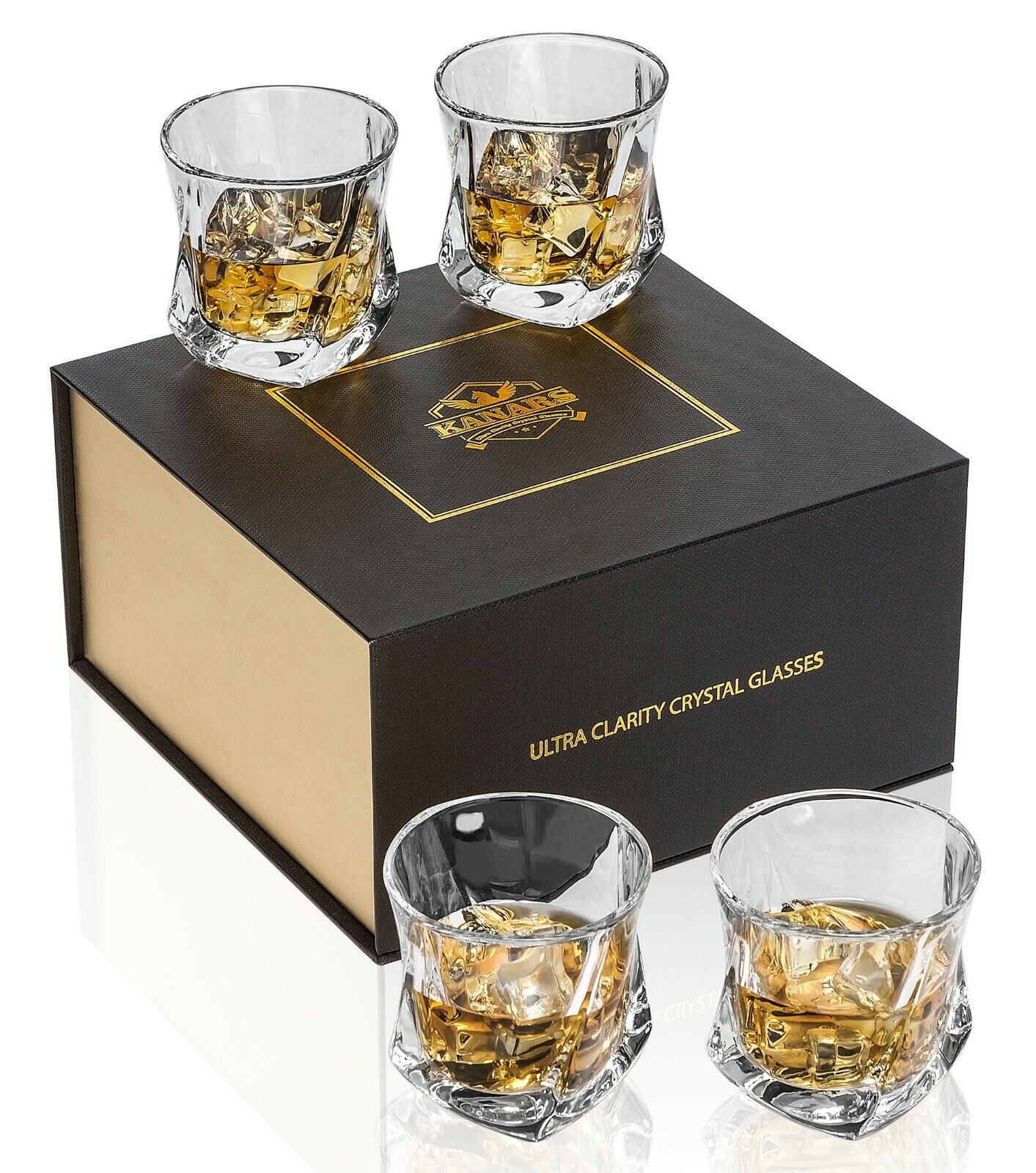Lowball Whiskey Glasses 4 Pieces Liquor Glass for Rye Cognac Scotch Whisky Vodka