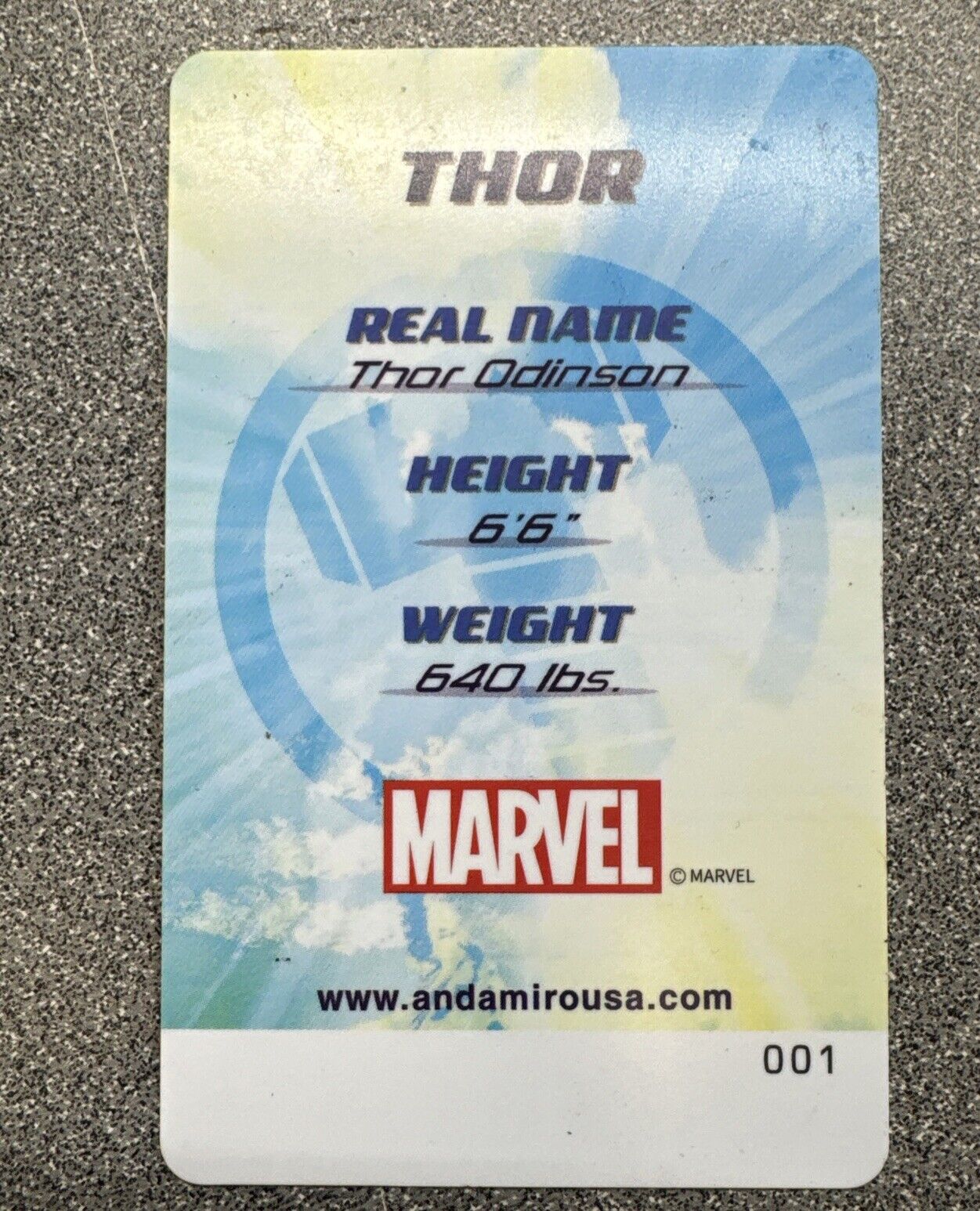 Marvel avengers Arcade Coin Pusher Trading Card THOR #001 NEW  USA