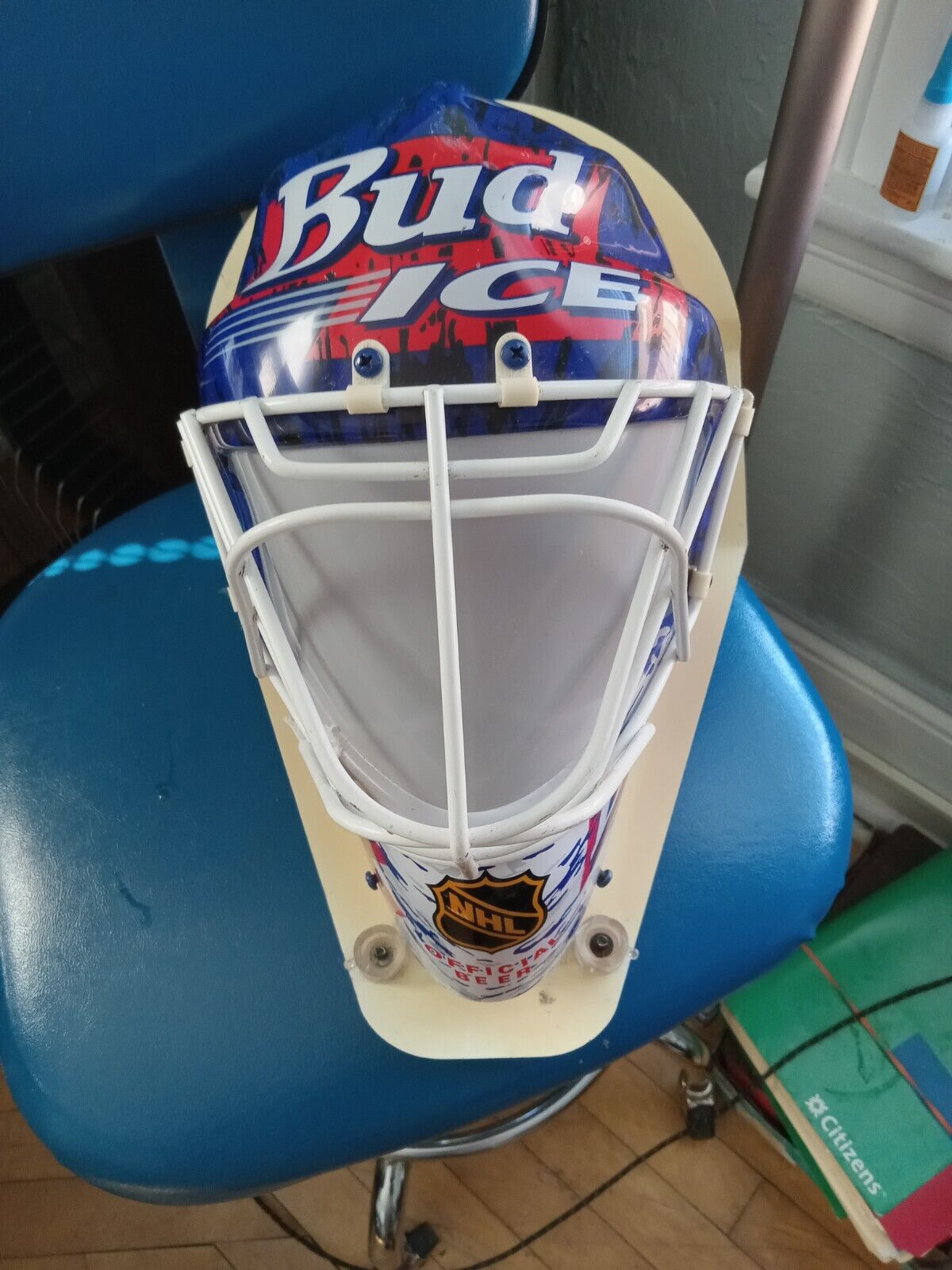Rare Vintage NHL Bud ICE Hockey Mask Beer Sign Neon
