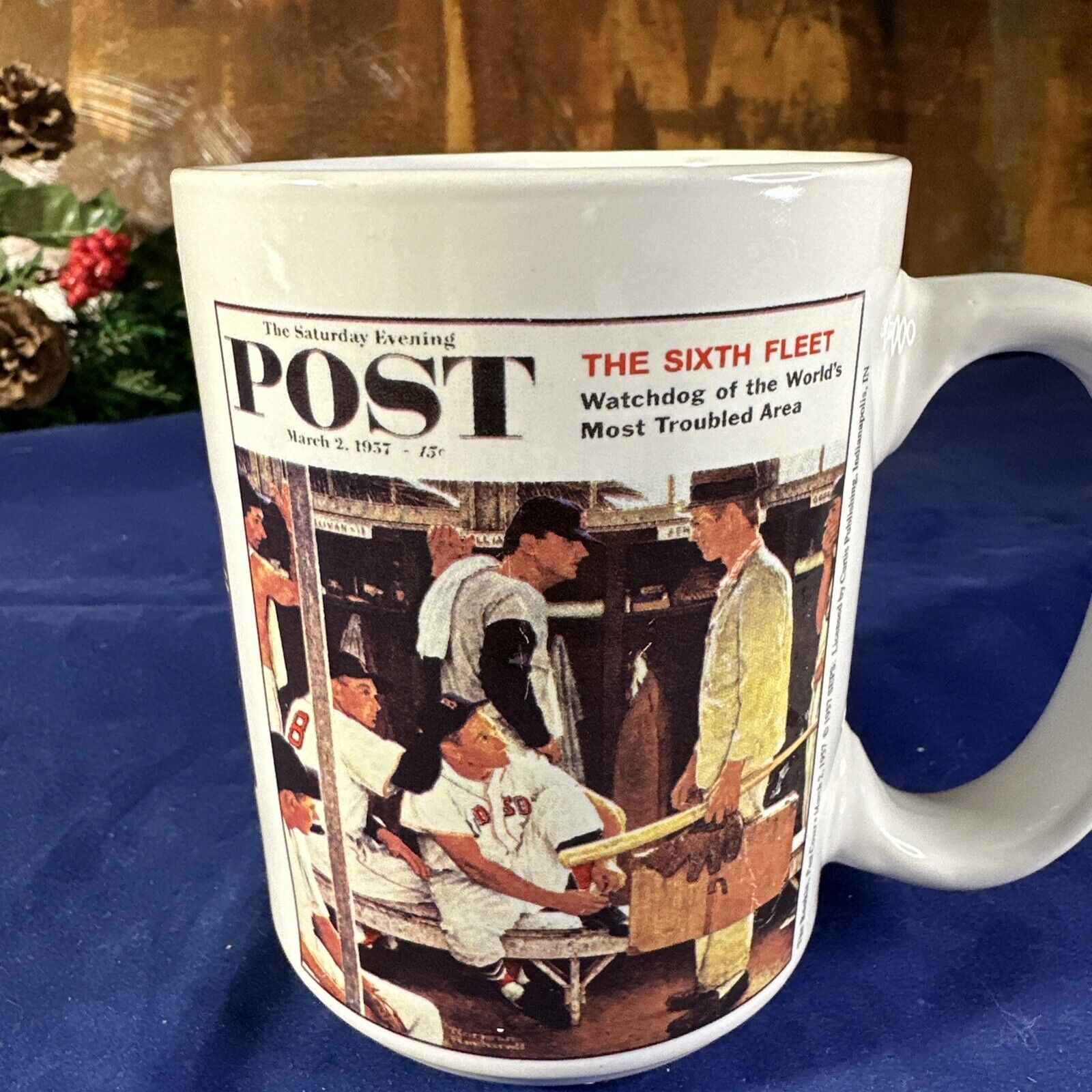 1x Sherwood Saturday Evening Post Norman Rockwell Stylized Coffee Mug Baseball