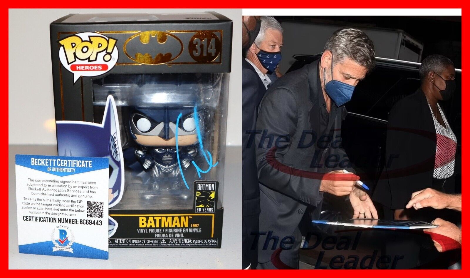 🔥  George Clooney Signed Autographed Batman & and Robin Funko Pop Beckett PSA