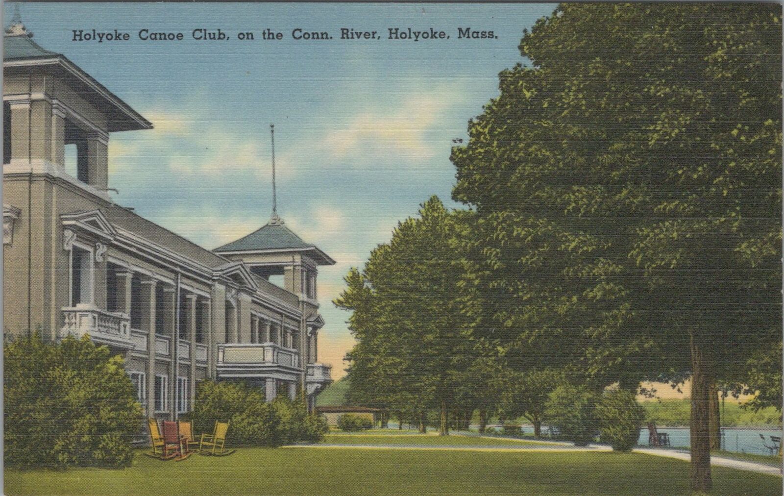 Postcard Holyoke Canoe Club on the Conn River Holyoke MA 