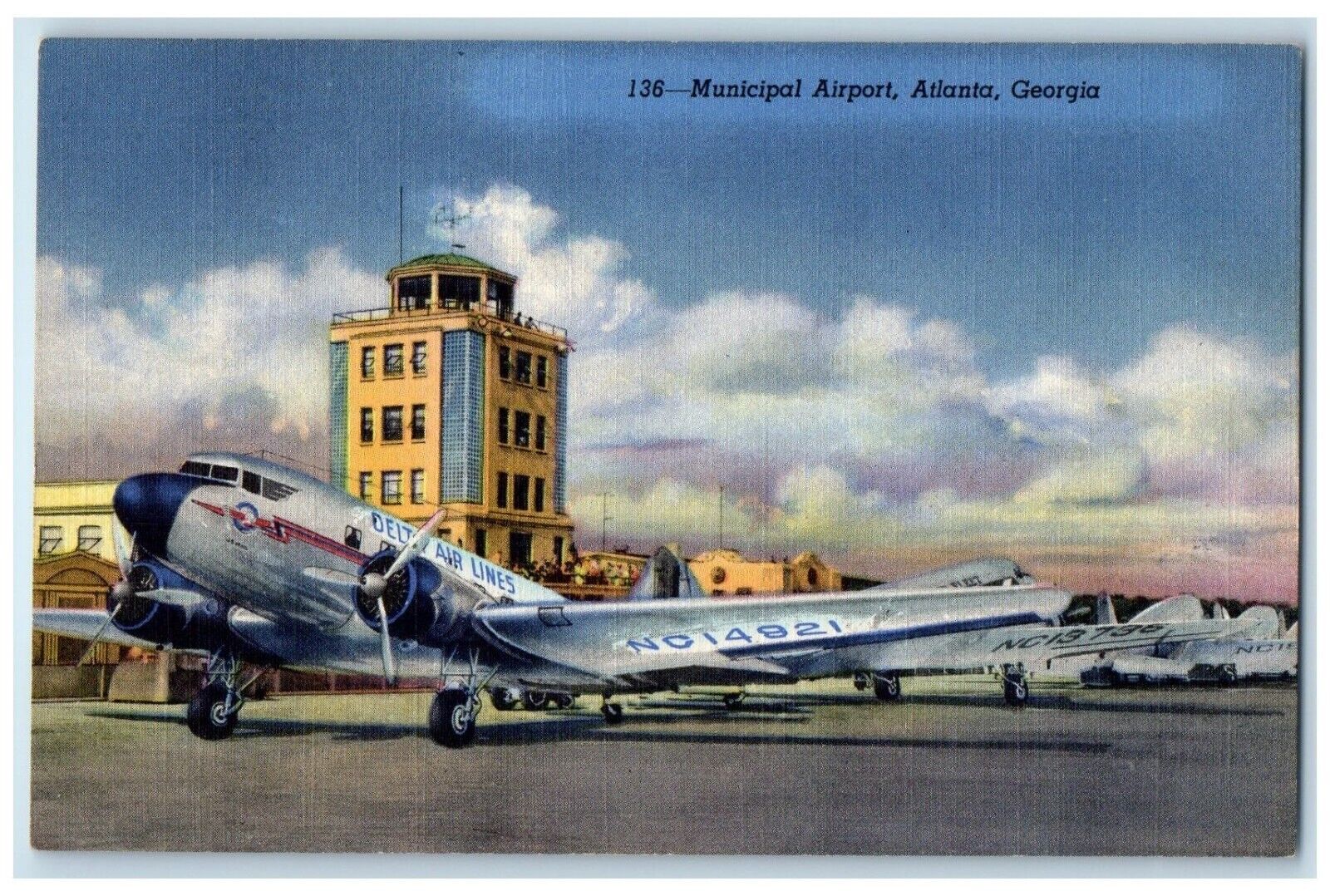 c1950's Municipal Airport Airplane Atlanta Georgia GA Unposted Vintage Postcard