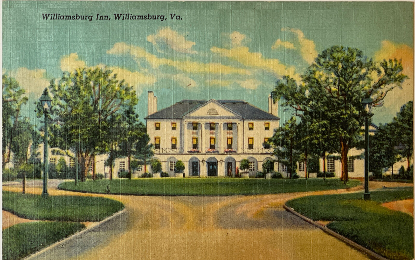 Vintage Postcard - Williamsburg Inn Exterior View Linen Card Virginia VA #12142