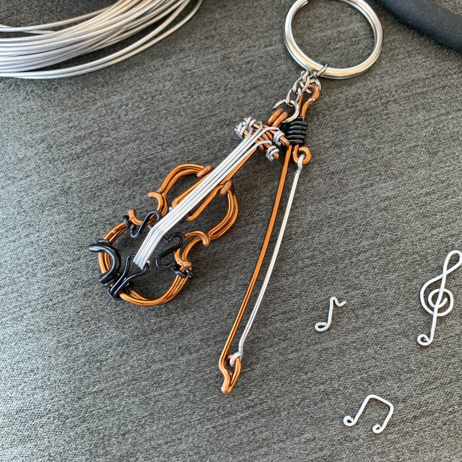 Violin Wire Instrument Keychain (KW-002) Hand Made 2.5\