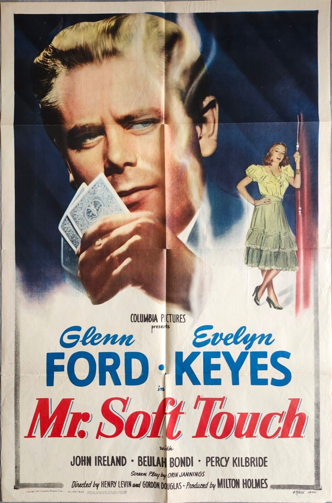 MR. SOFT TOUCH (1949) Glenn Ford Poker / Gambling Noir Comedy One Sheet
