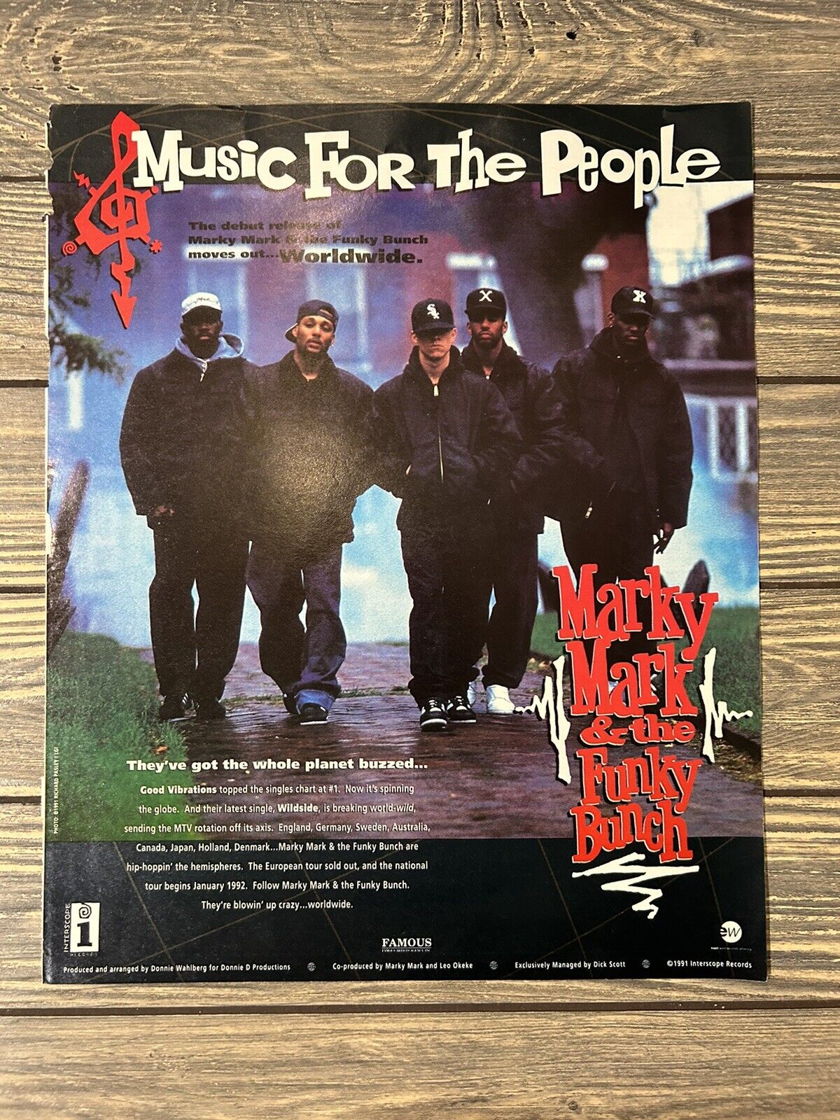 Vintage 1991 Marky Mark And The Funky Bunch Music For The People Print Ad 11”