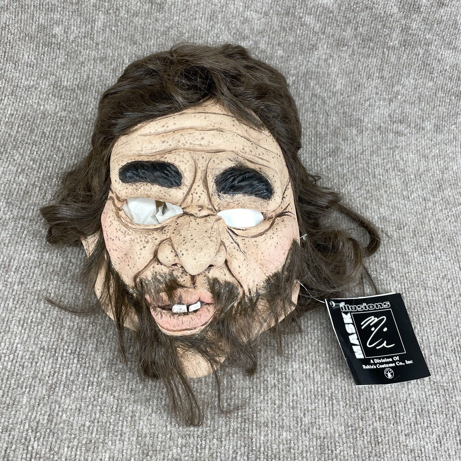 Vintage Early Man Caveman Neanderthal Cosplay Mask Illusions Latex Rubies NEW