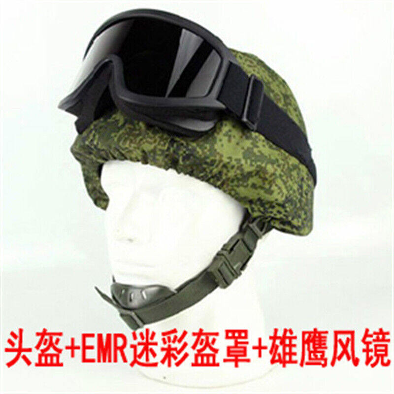 Russian 6b26 Tactical Training Steel Helmet +EMR Helmet Cover+Goggle Replica