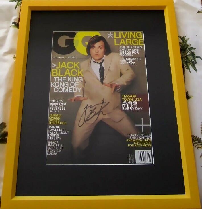 Jack Black autographed signed autograph 2006 GQ magazine cover matted framed JSA