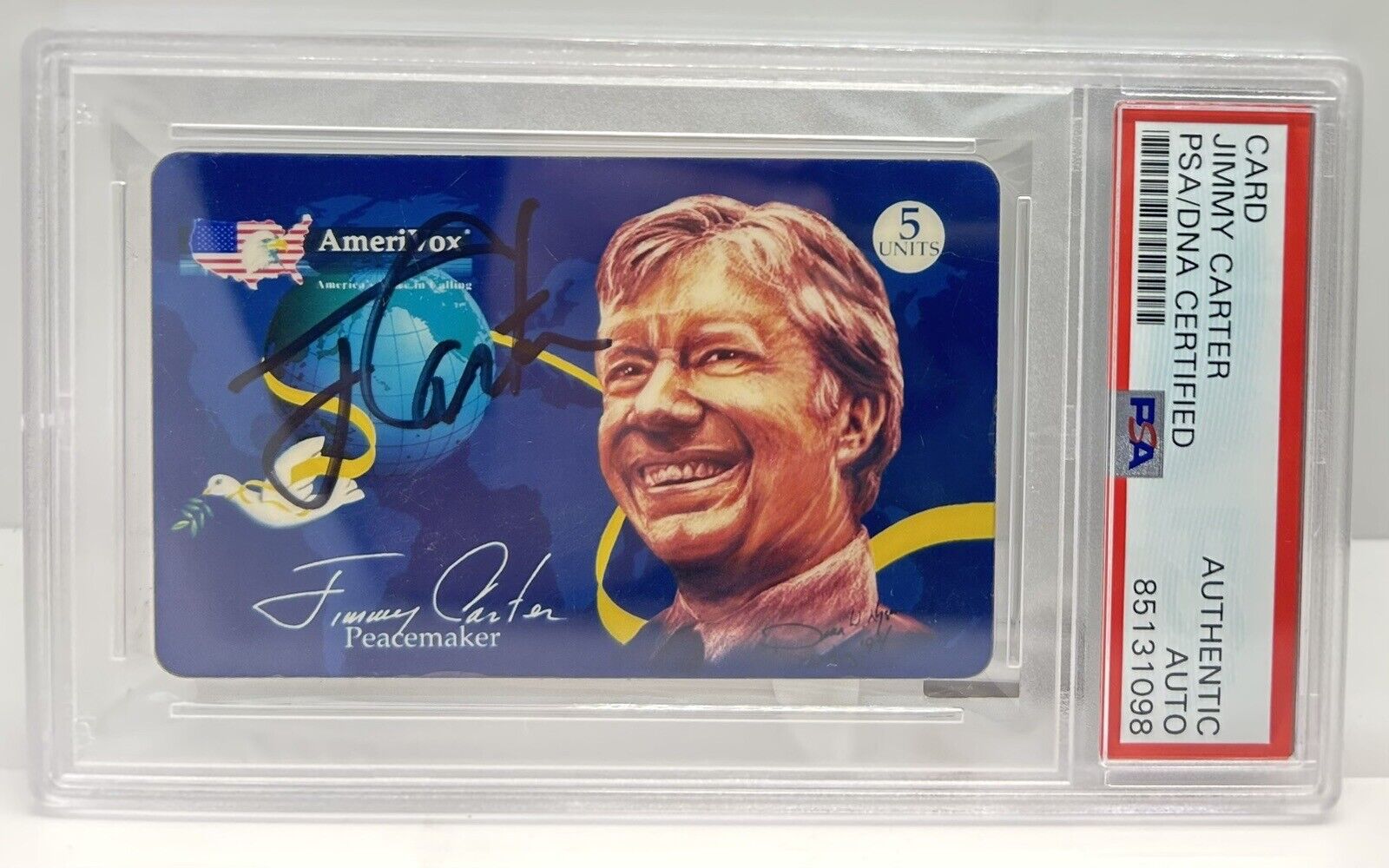 Jimmy Carter Signed Amerivox Phone Card Trading Autographed PSA DNA Peacemaker